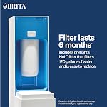 Brita Hub Compact Instant Powerful Countertop Water Filter System, Reduces 70+ Contaminants, 9 Cup Water Reservoir, Includes 6 Month Carbon Block Filter, White, 87344C