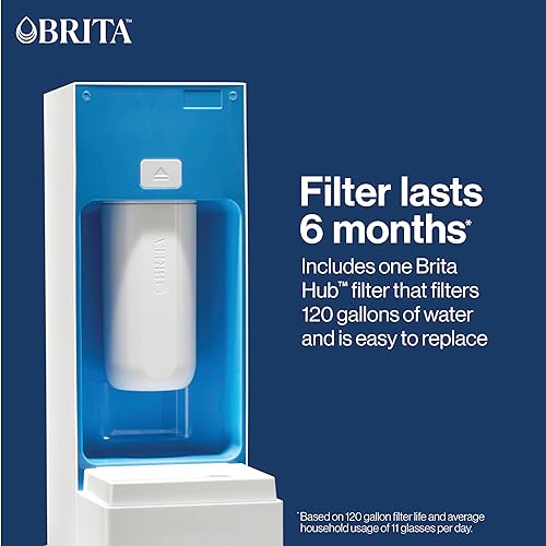 Miniatura 5 de Brita Hub - Sistema de filtro de agua compacto para encimera, depósito de agua de 9 tazas, incluye filtro de bloque de carbono de 6 meses, blanco,
