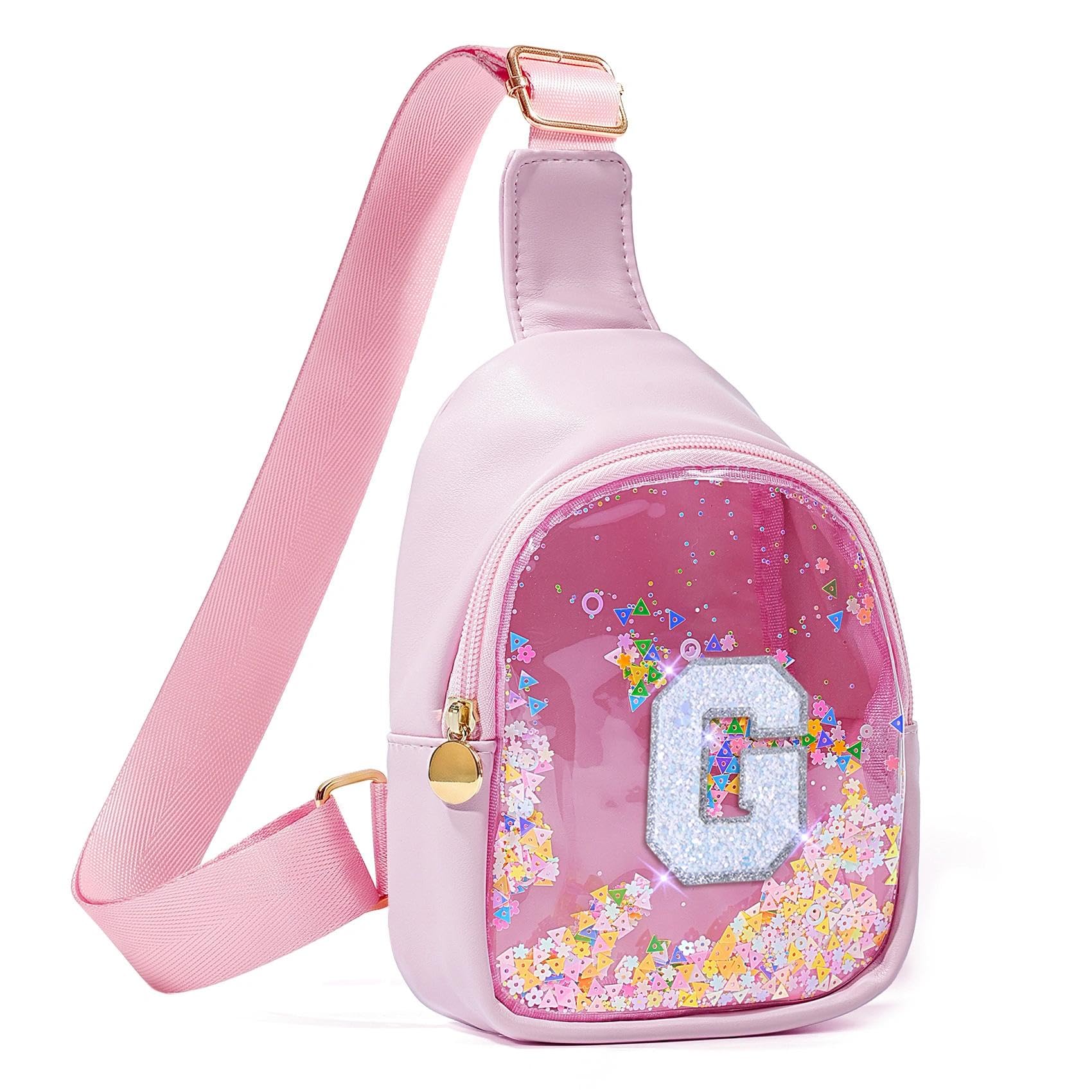 COSHAYSOO Pink Toddler Little Girls Purse 2 3 4 5 6 7 Year Old Kids Sling Bag Initial Crossbody Pouch, Cute Kawaii Travel Everywhere Daily Essentials Organizer Bag Outfit Accessories Letter G