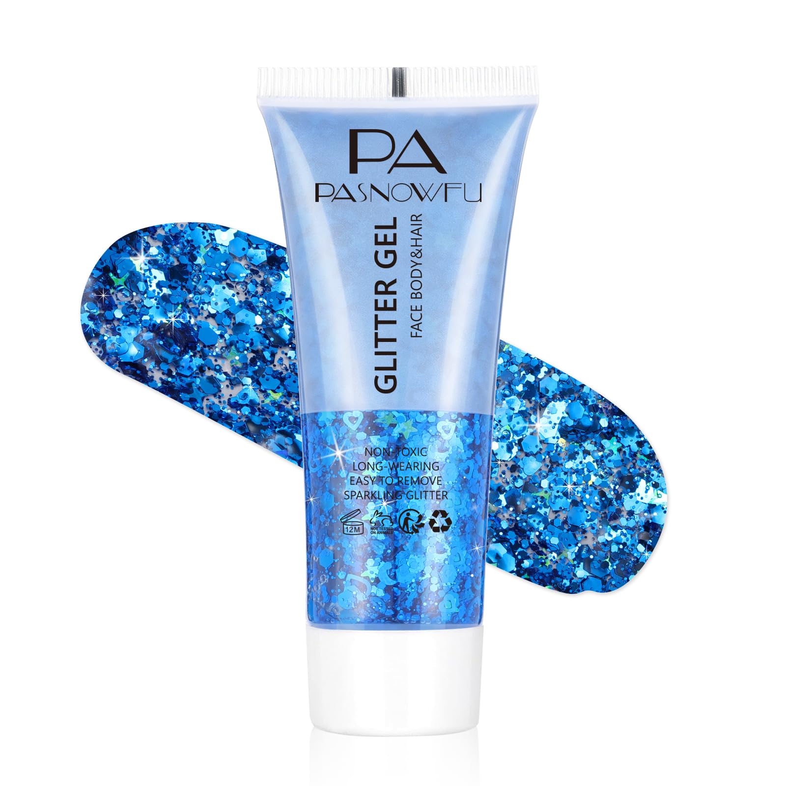 PASNOWFU Body Glitter Gel, Holographic Shimmer Face Glitter for Rave, Rave Accessories for Women,Festival outfits for women Mermaid Face Sequins Gel Festival accessories, Carnival, Concert Makeup