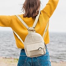 Small Backpack Purse for Women with Detachable Shoulder Straps Cute Mini Backpack Purse Corduroy Backpack for Women(Beige)