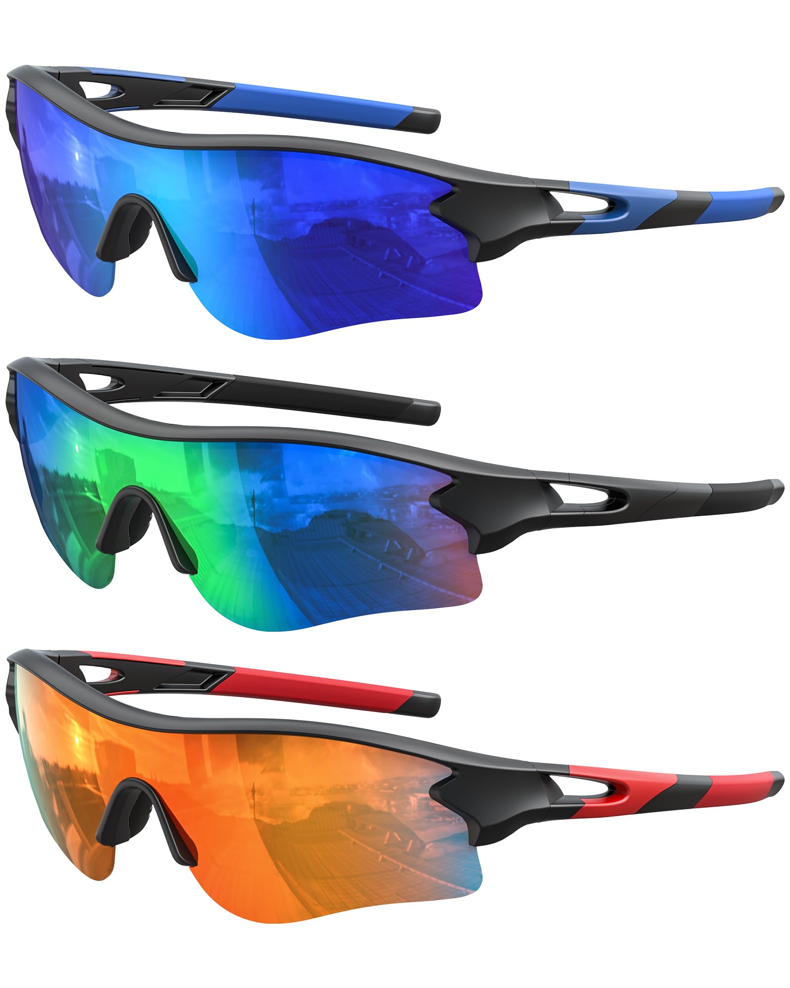 Occhiali da sole polarizzati sportivi per uomo-donna da corsa: occhiali da sole per ciclismo, golf, pesca, con protezione UV