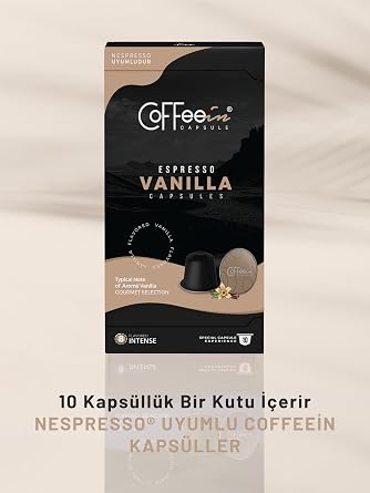 Coffeein Espresso Caramel Consisting of 10 Capsules Nespresso Compatible Capsule Coffee (Nespresso Compatible) 100% Arabica Medium Kavrum Natural Aroma