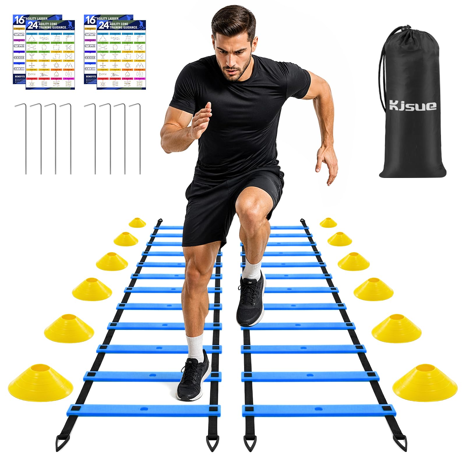 2 Pack 20ft Agility Ladder Set, 40ft Total Adjustable Speed Ladder
