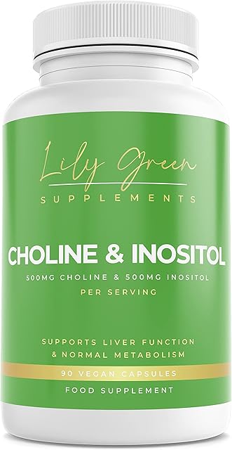 Lily Green | Choline 500mg & Inositol 500mg per Serving | 90 Vegan Capsules | Supports Normal Liver Function & Metabolism | Non-GMO | No Artificial Fillers or Excipients | Made in UK