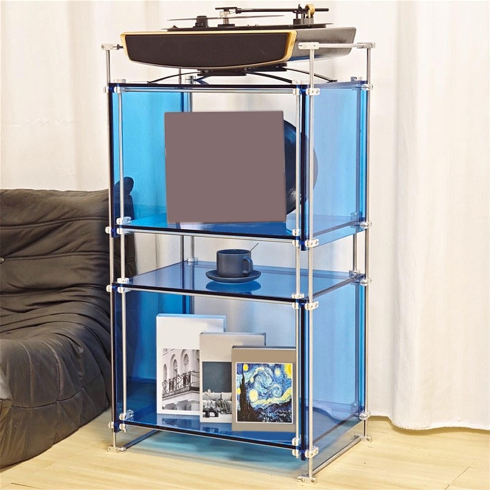 Supporto per CD Home Porta dischi in vinile in acrilico con staffa in acciaio inossidabile for CD, album, libri, riviste