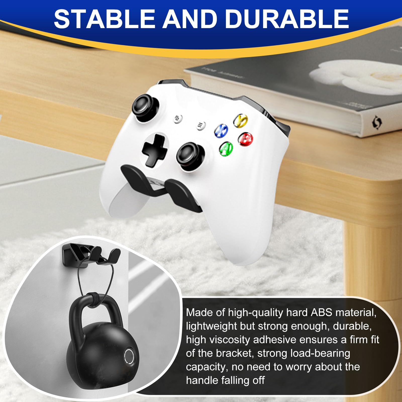 Soporte Mando Pared, Soporte para Controlador de Juegos, Universal Gancho Pared para Mandos Xbox/PS4/PS5/Switch y Auriculares, Accesorios Gaming, 3 Piezas