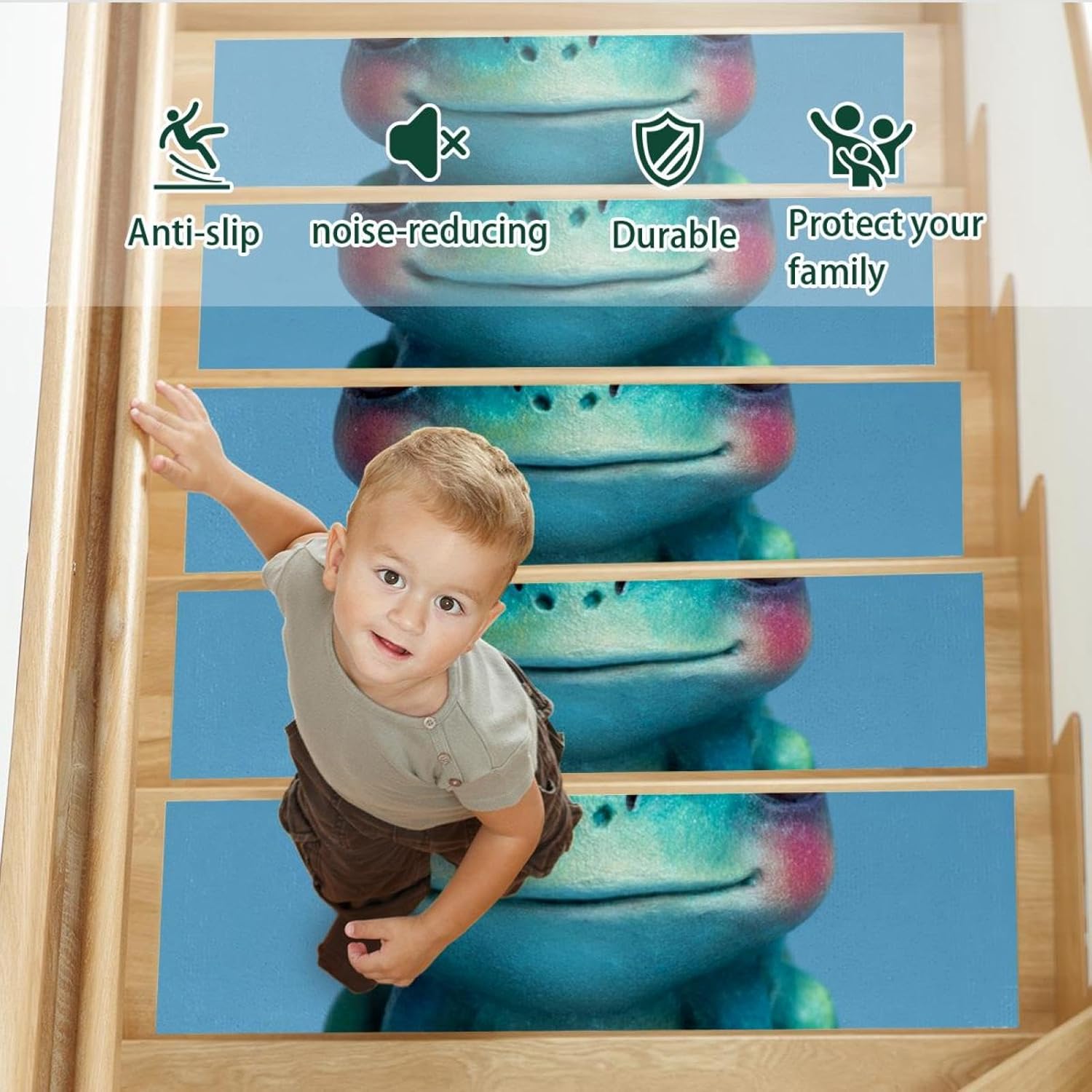 15PCS Carpet Stair Treads Non Slip for Wooden Steps, 8" X 30" Stair Runners Mats Indoor, Stain Resistant Staircase Step Treads Stair Rugs for Kids, Elders, Dogs