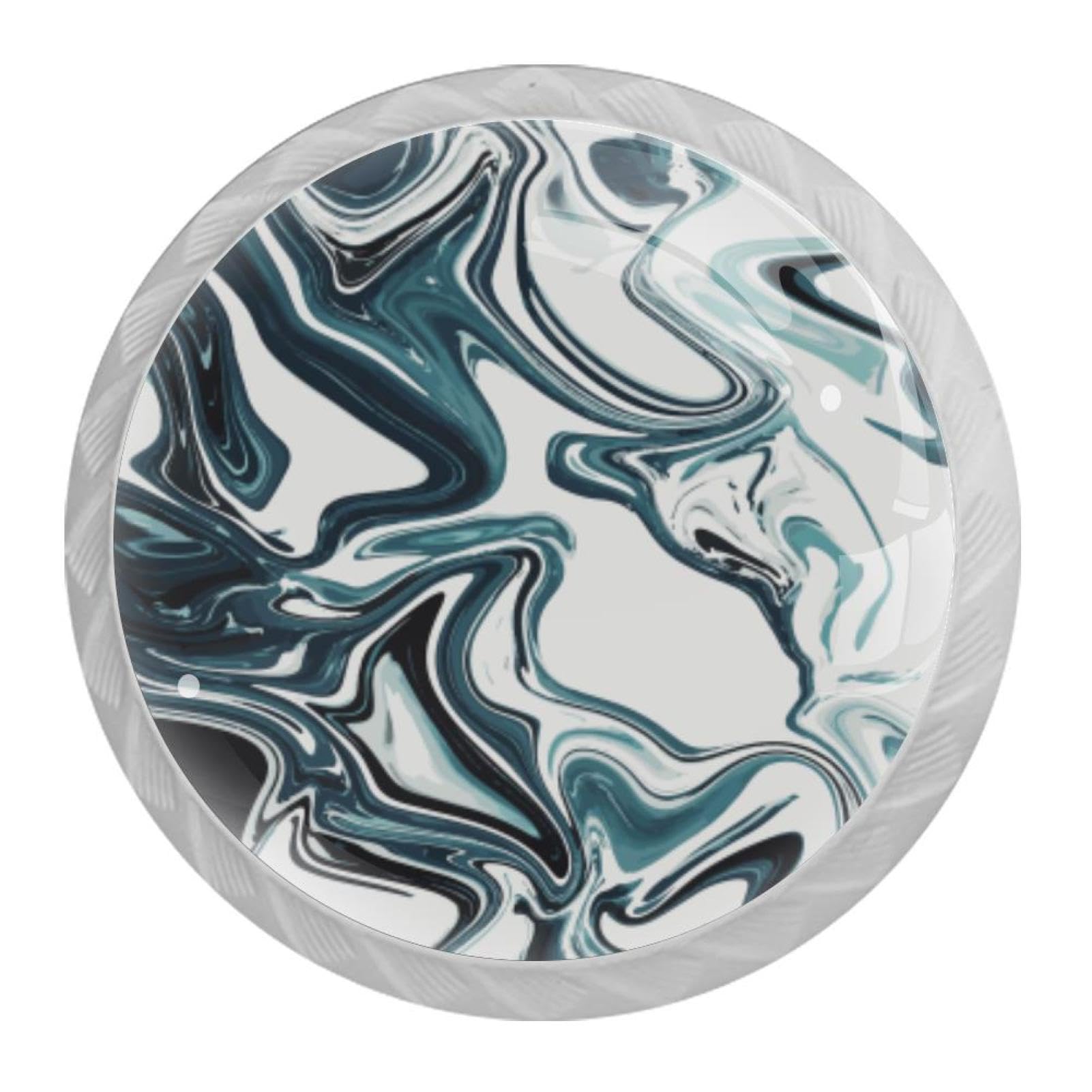 Tqmspg 4 Pieces Drawer Pulls Marble Print Door Knobs Dresser Handles for Kitchen Wardrobe Cupboard Hardware Furniture