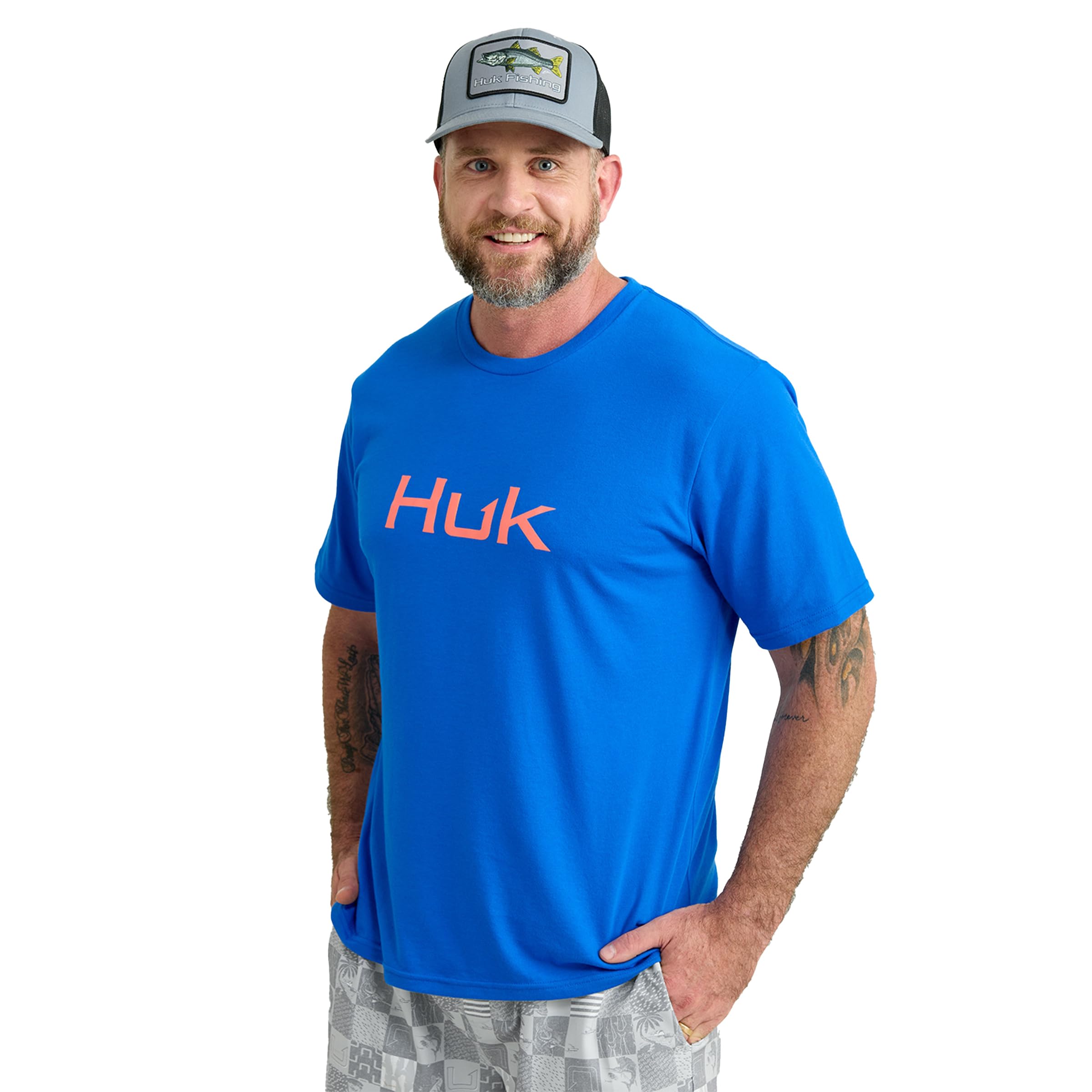 HUK Mens Performance Fishing Logo Tee, Short Sleeve, Quick-Dry