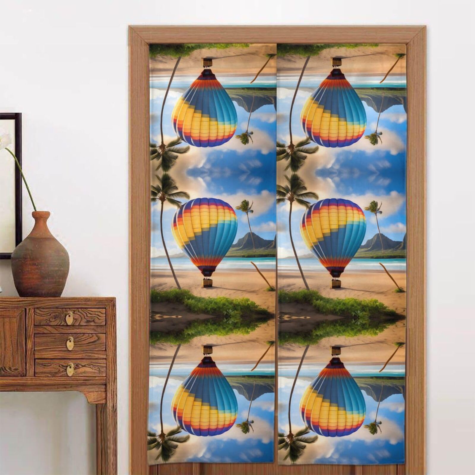 CNTDBU Hawaii Hot Air Balloon Door Curtain 34x56 Inch-Room Divider Panel for Privacy, Entryway Screen for Kitchen Bedroom