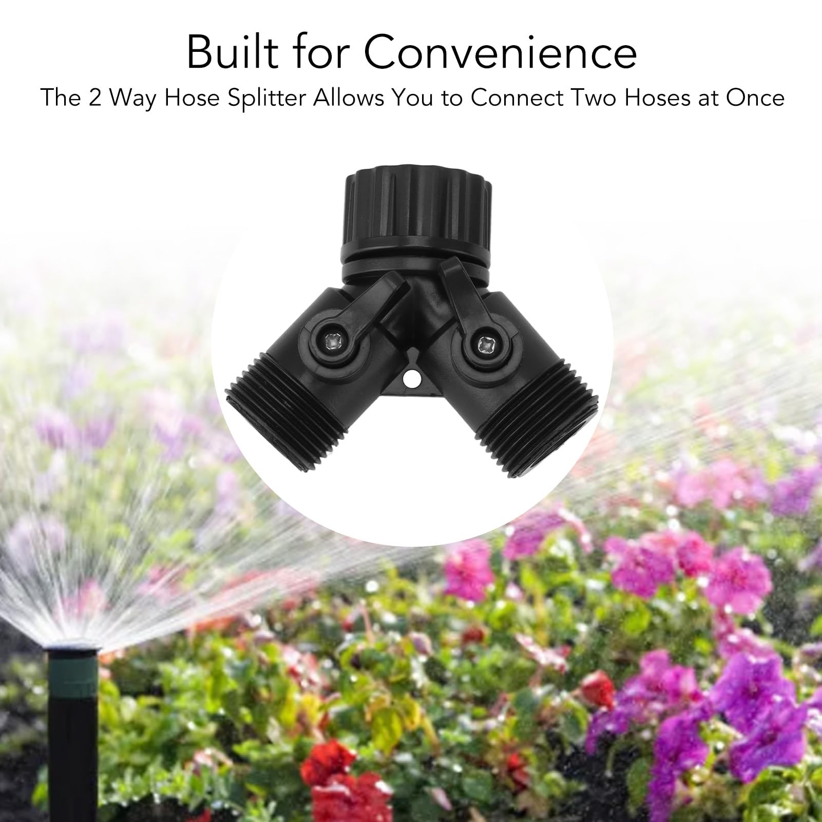 Jerliflyer Tap Y Splitter 2 Way 2 Valves Hose Splitter Connector for Garden Hose Faucet Standard 4pcs (Black)