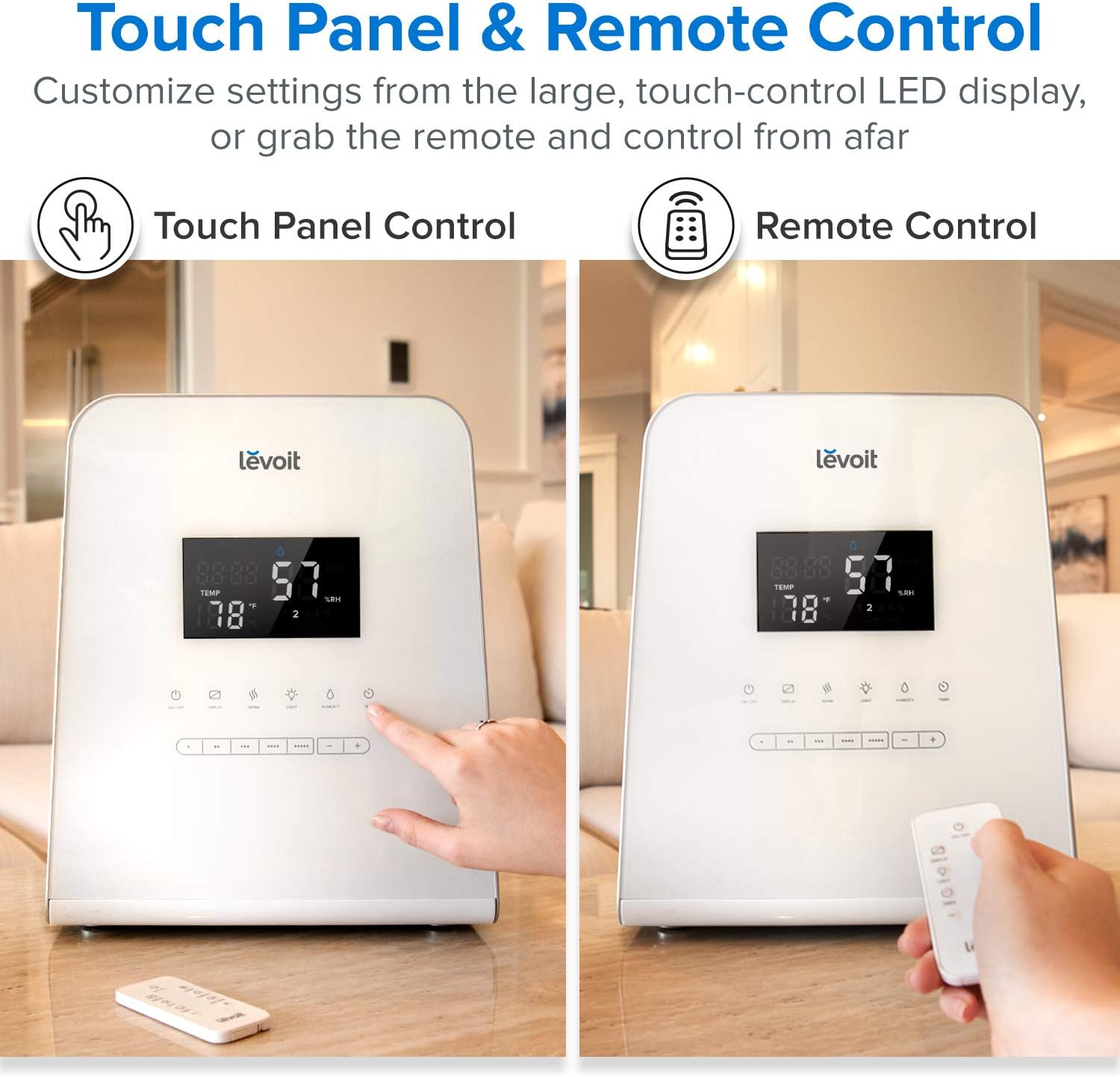 LEVOIT LV550HH Humidifier ٹچ پینل اور ریموٹ کنٹرول