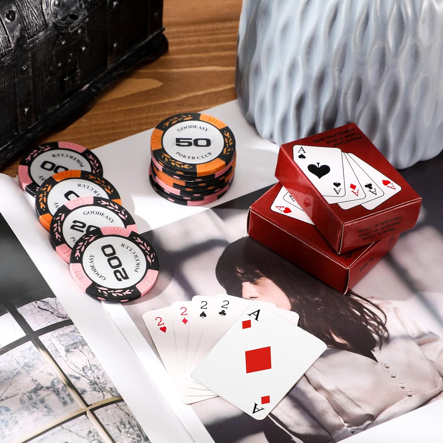 Zhanmai 2 Decks of Mini Playing Cards Small Miniature Traveling Deck Poker Cards for Party Game Supply, 2.2 x 1.57 Inches
