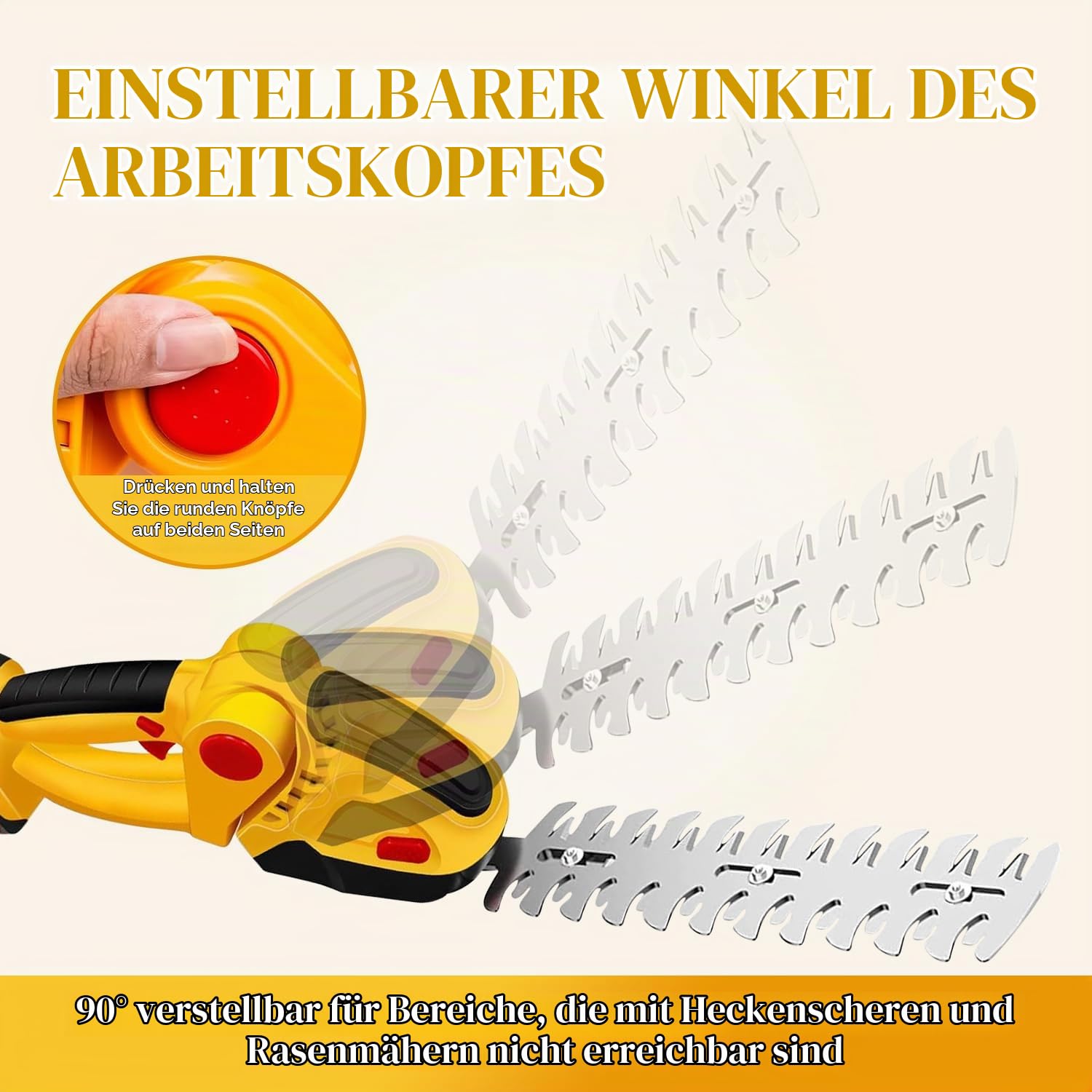 Heckenschere 24V 2 In 1 Schnurlose Akku Grasschere Mit Wiederaufladbarem Lithium-Ion Akku Und Ladegerät, Tragbare Gras Und Strauchschere Für Garten Rasen