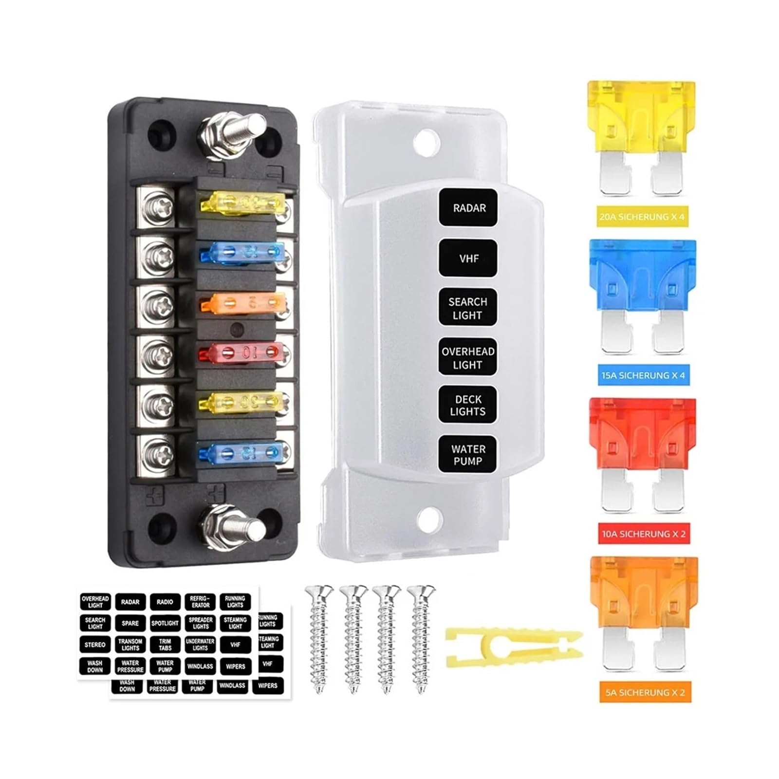 Bloc fusibles 6 voies 12V/24V pour l'équipement électrique de votre van ou bateau