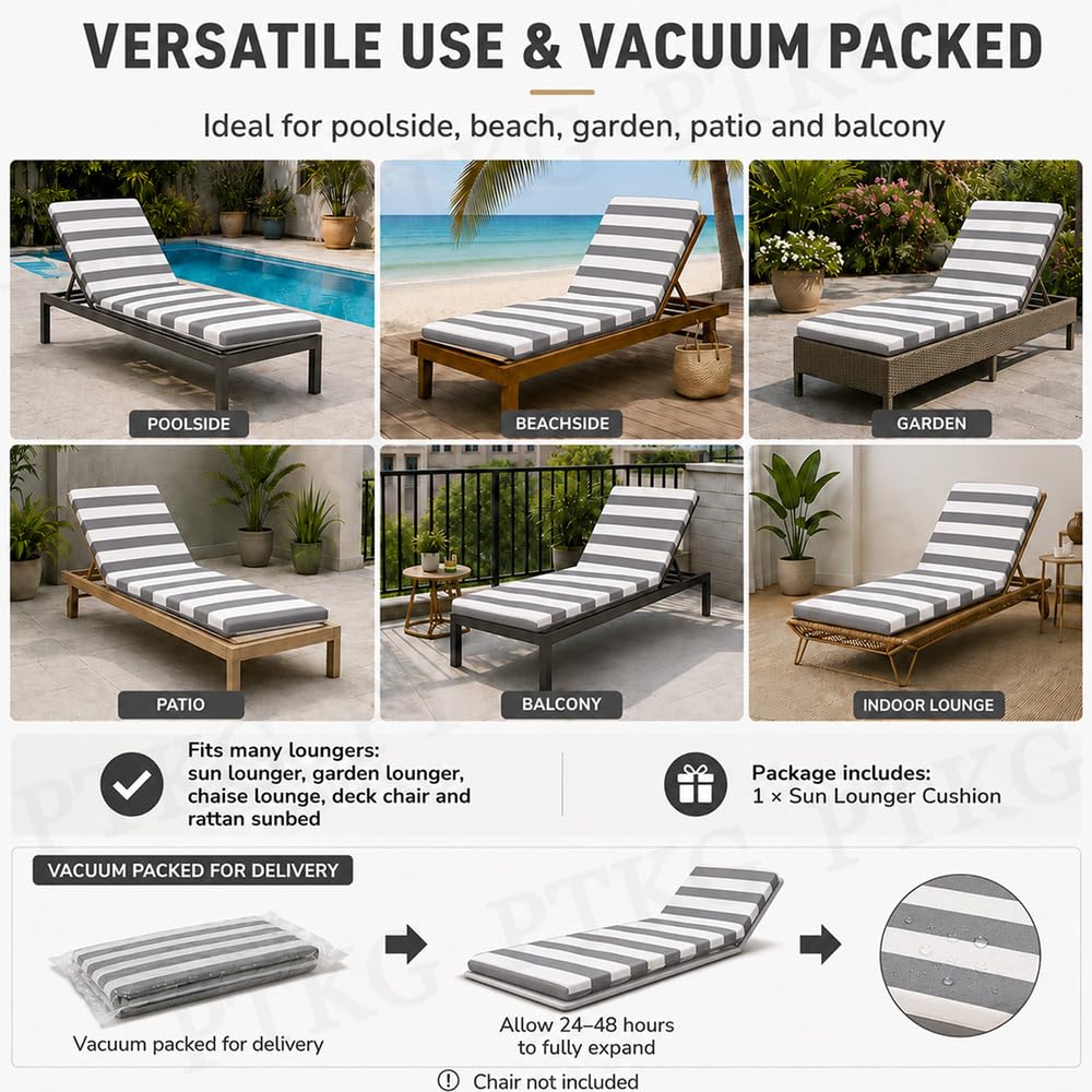 Coussin de Transat Exterieur Confortable Matelas pour Transat