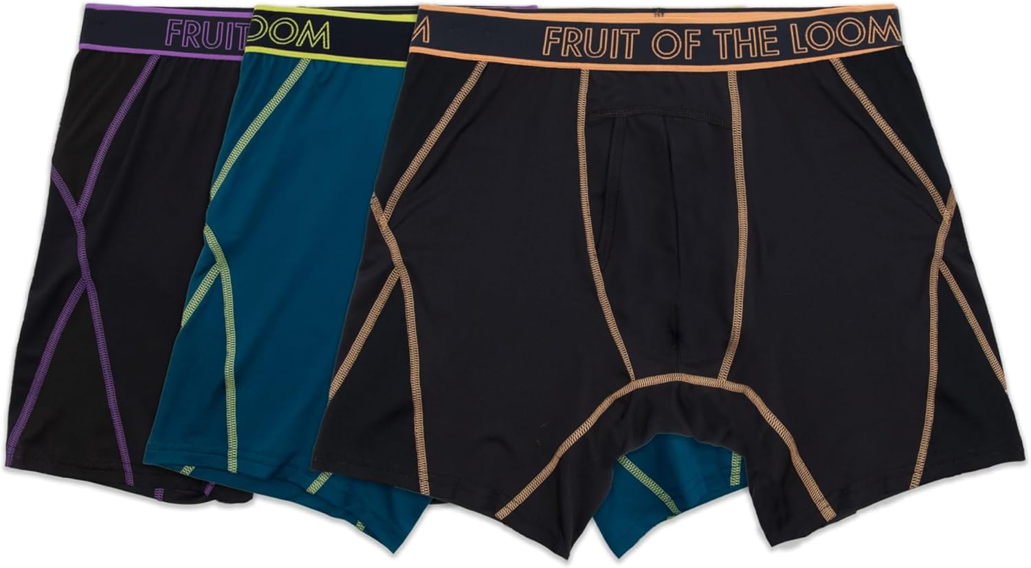 Fruit of the Loom mens 4-way Stretch Boxer Briefs | Lightweight & Moisture Wicking Underwear | Long Leg, Regular Leg & Trunk