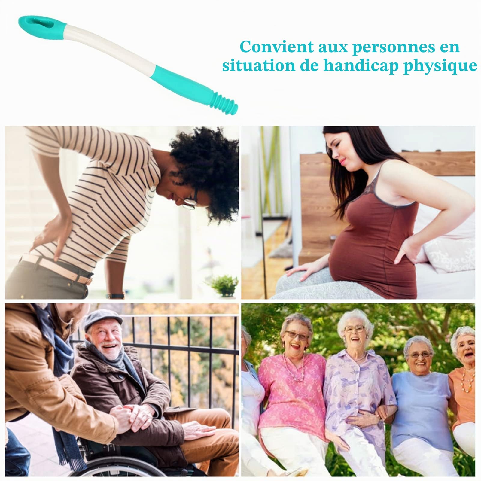 Outils d'aide à la toilette, Essuie Fesse Aide aux Toilettes Pinces pour papier toilette, Aide à nettoyer les toilettes, poignée longue portée confort, Poignée pour Inférieurs Essuie-Glace