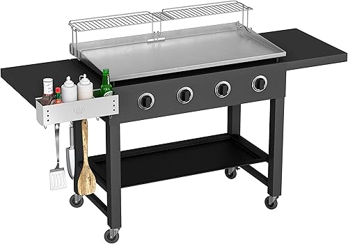 Miniatura 2 de Yukon Glory Paquete básico de plancha para parrillas Blackstone de 36 pulgadas, contiene organizador de barbacoa y estante de calentamiento de