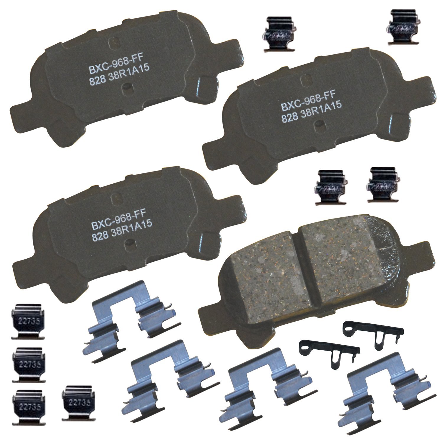 Bendix Premium SBC828 Ceramic Rear Brake Pads for Toyota Avalon 2007-2000, Camry 2006-2000, Solara 1999, Solara 2008-2001