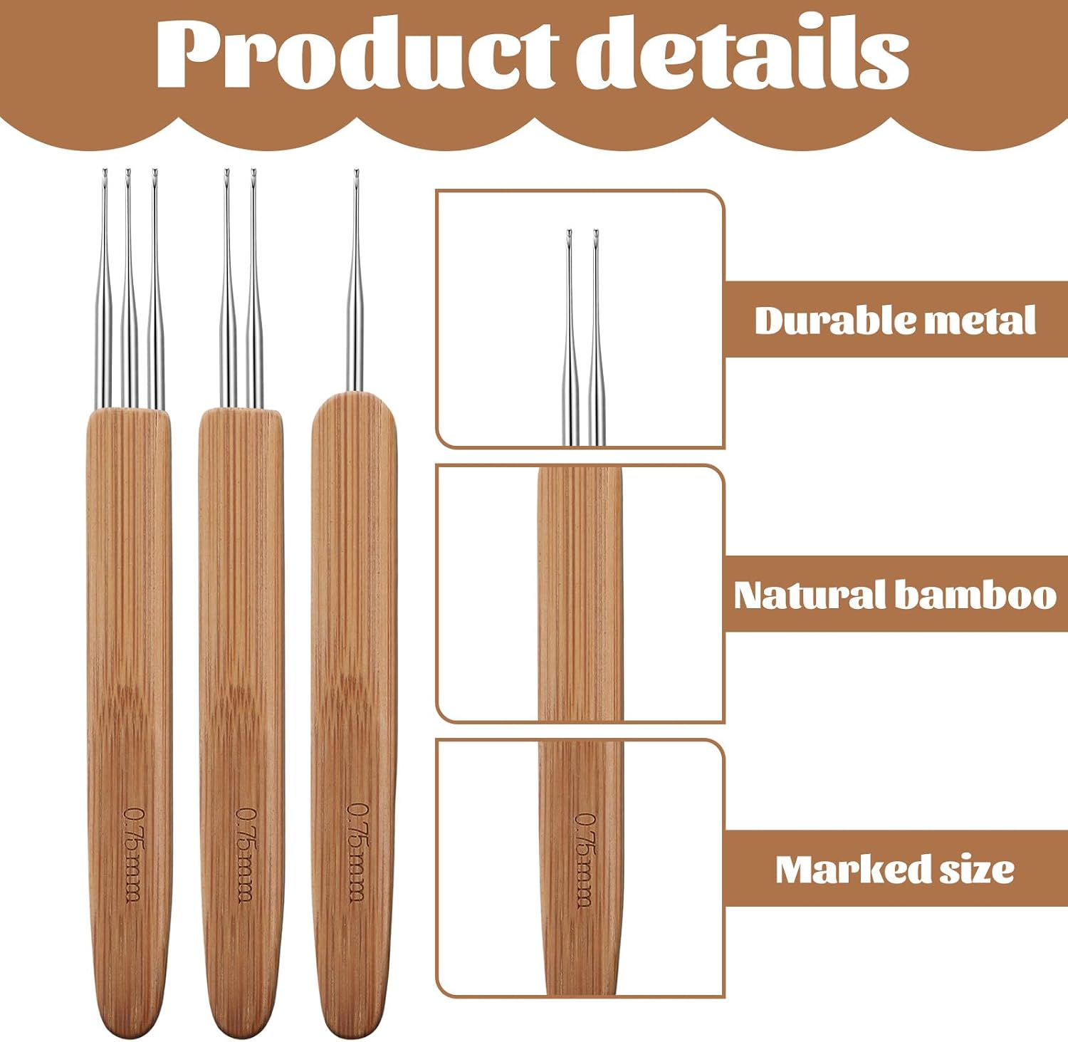 HJZHII 8Pcs Dreadlock Crochet Hook for Hair, Braid Hair Dreadlocks Needle