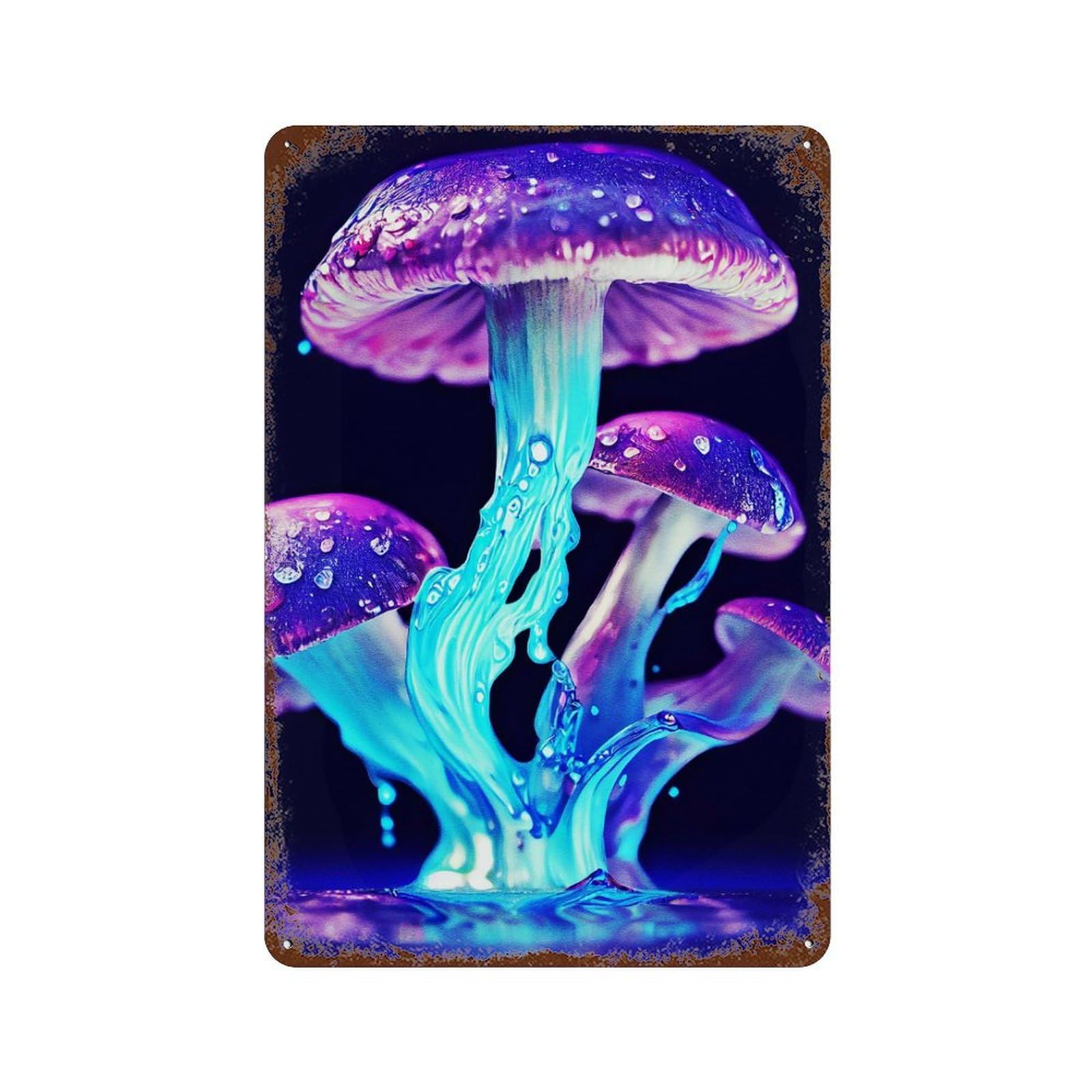 Lamp Mushroom Rusty Metal Tin Sign 11.8"x7.9", Rustic Home Decor for Garage, Pub Or Kitchen