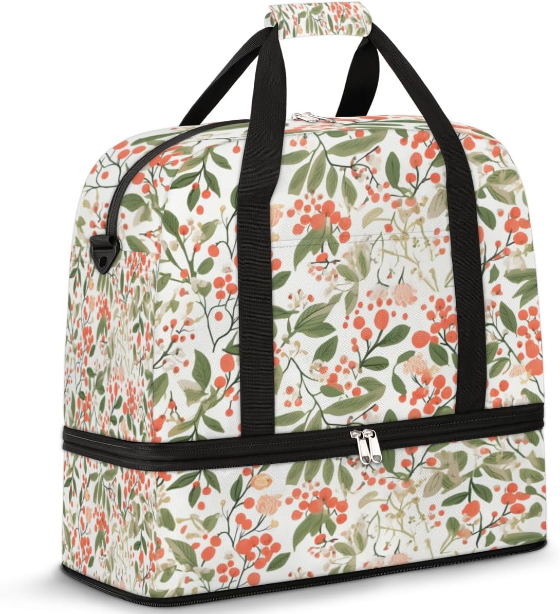 QsirBC Plants Fun Design Gym Bag for Women Duffle Tote with Shoes Compartment Men Weekender Duffel for Dance Travel Sports Swimming Overnight