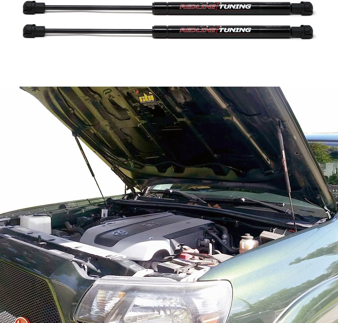 Redline Tuning 21-27009-02 Hood Quicklift Plus System Compatible with Toyota Tacoma 1995-2004 (All Black Components)