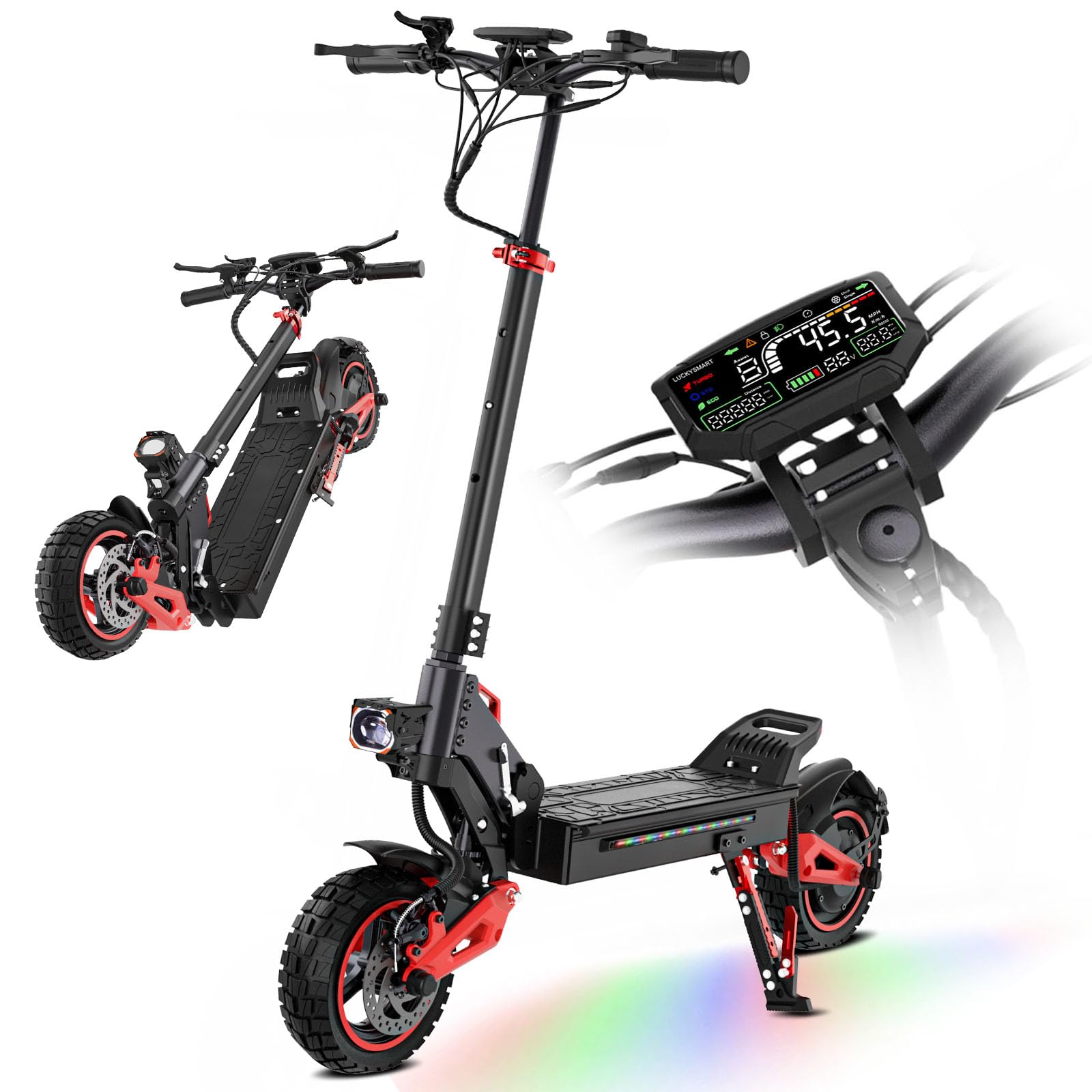 16OOW Patinete Electrico Adultos Plegable E-Scooter - 45-55km Autonomía, 10.5" Neumáticos Todo Terreno Patinetes Eléctricos Todoterreno, IPX5,Doble Frenos & Suspensión Carga 150 kg