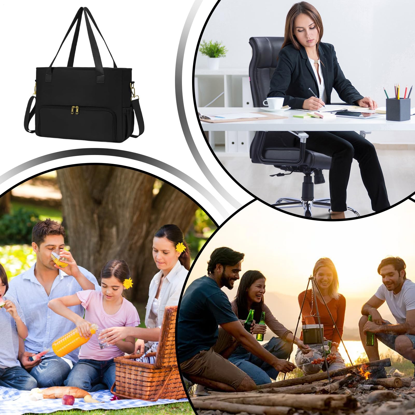 Borsa Da Lavoro Con Scomparto Per Il Pranzo | Borse da Lavoro per Computer Donna | Borsa a Capienza Grande con Traversina per Spiaggia Viaggio Campeggio | Per Insegnanti Infermieri Studenti Universita