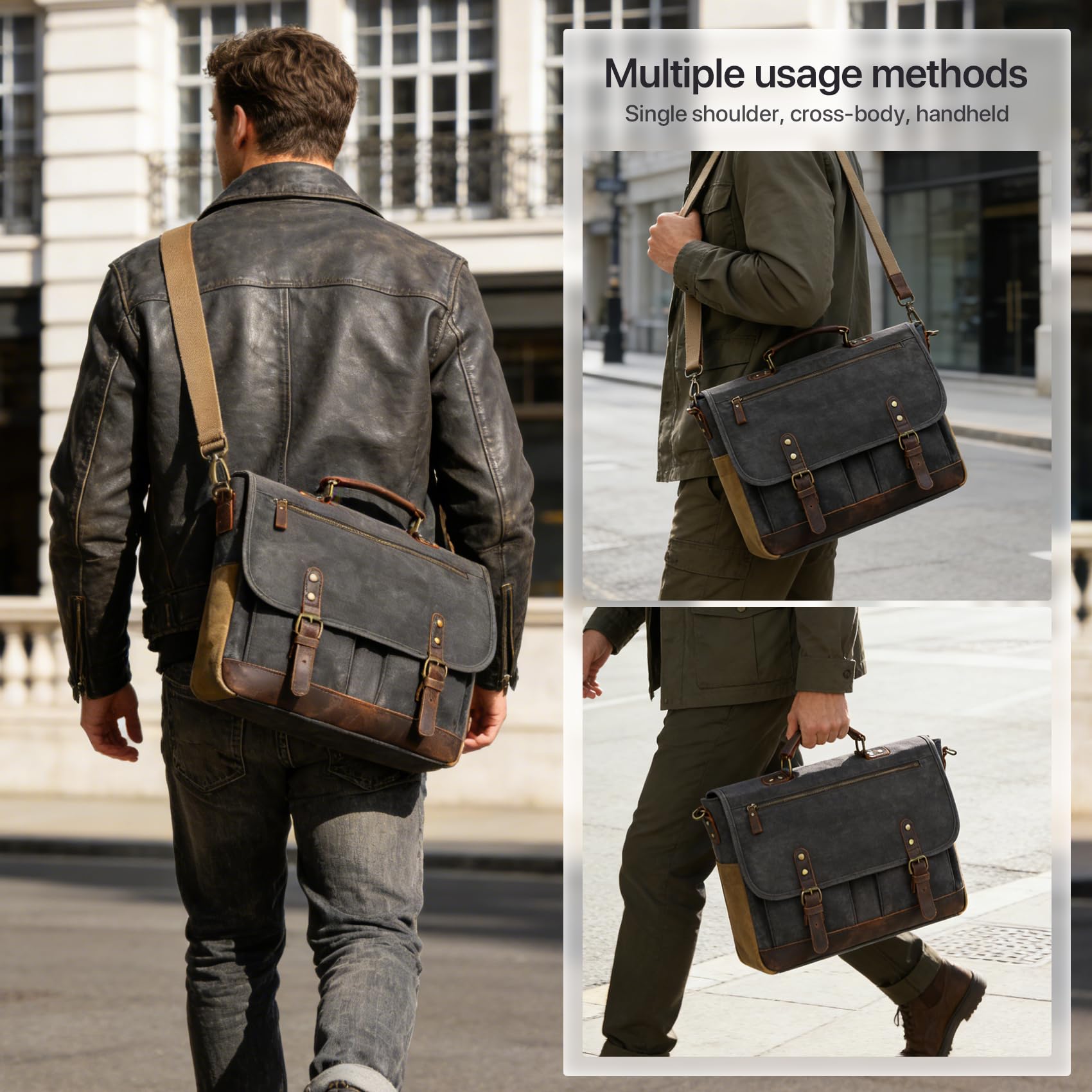 Borse messenger vintage per valigetta da uomo, Grigio