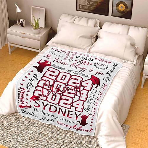 Miniatura 4 de D-Story Manta personalizada con foto, regalos de graduados universitarios para ella, regalos de graduación de felicitaciones, mantas personalizadas