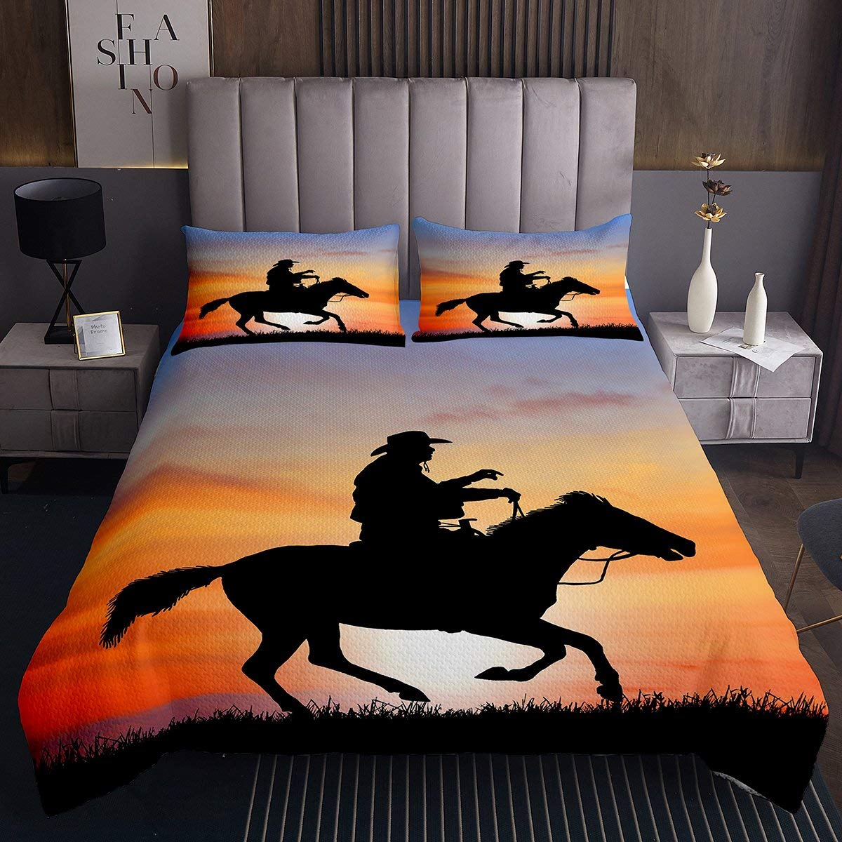 Copriletto Trapuntato 3D Con Cavalli Per Bambini, 170x230 Cm, Set 2 Pezzi Con Federa, Leggero E Morbido In Microfibra