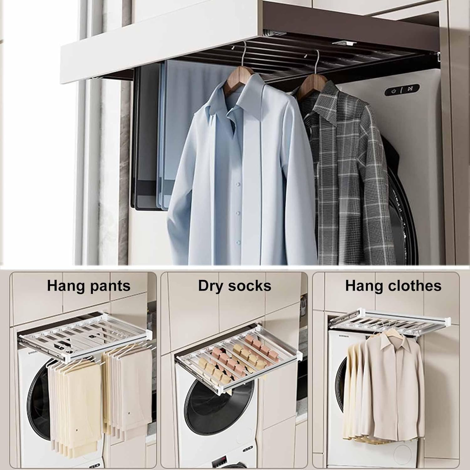 Trouser Rack Pull Out Hanger Closet Organizer Rack, Rack Bar for Pants Coats Hanging Rod for Closet Storage Retractable Wardrobe Closet Hanger Towel for Jeans Clothes Sorting (Size : 70cm/27.5in)