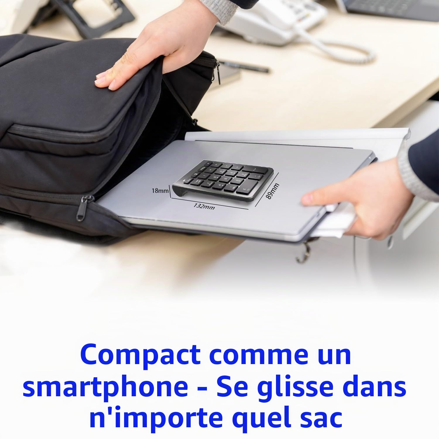 Clavier Numérique Bluetooth 5.0- Pavé Numérique Sans Fil 22 Touches（11 Touches Multifonctions） Pave Numerique Compatible avec PC/MacBook/Laptop/iPhone/SurfacePro (Windows/macOS/iOS/Android) Portée 10m