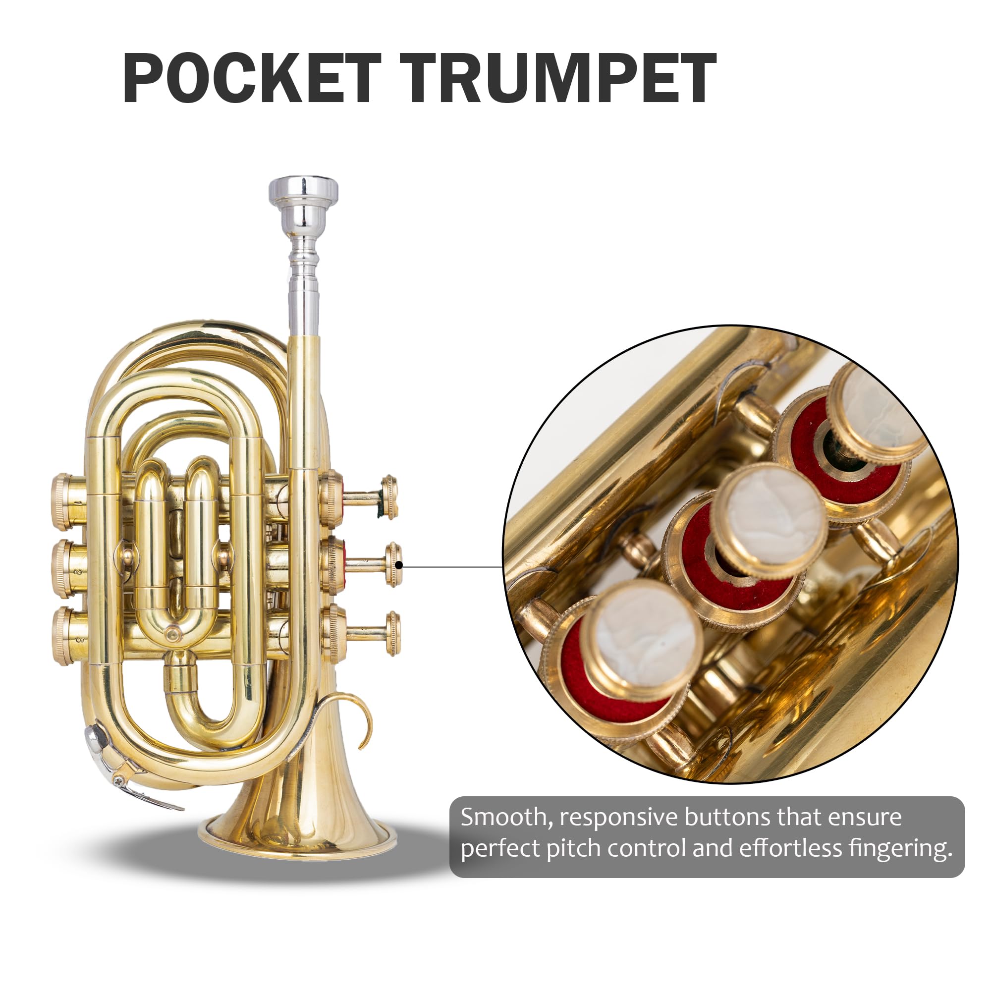 Amazon.co.jp: ポケットトランペット Bb 輝く真鍮 バッグ付き 7C