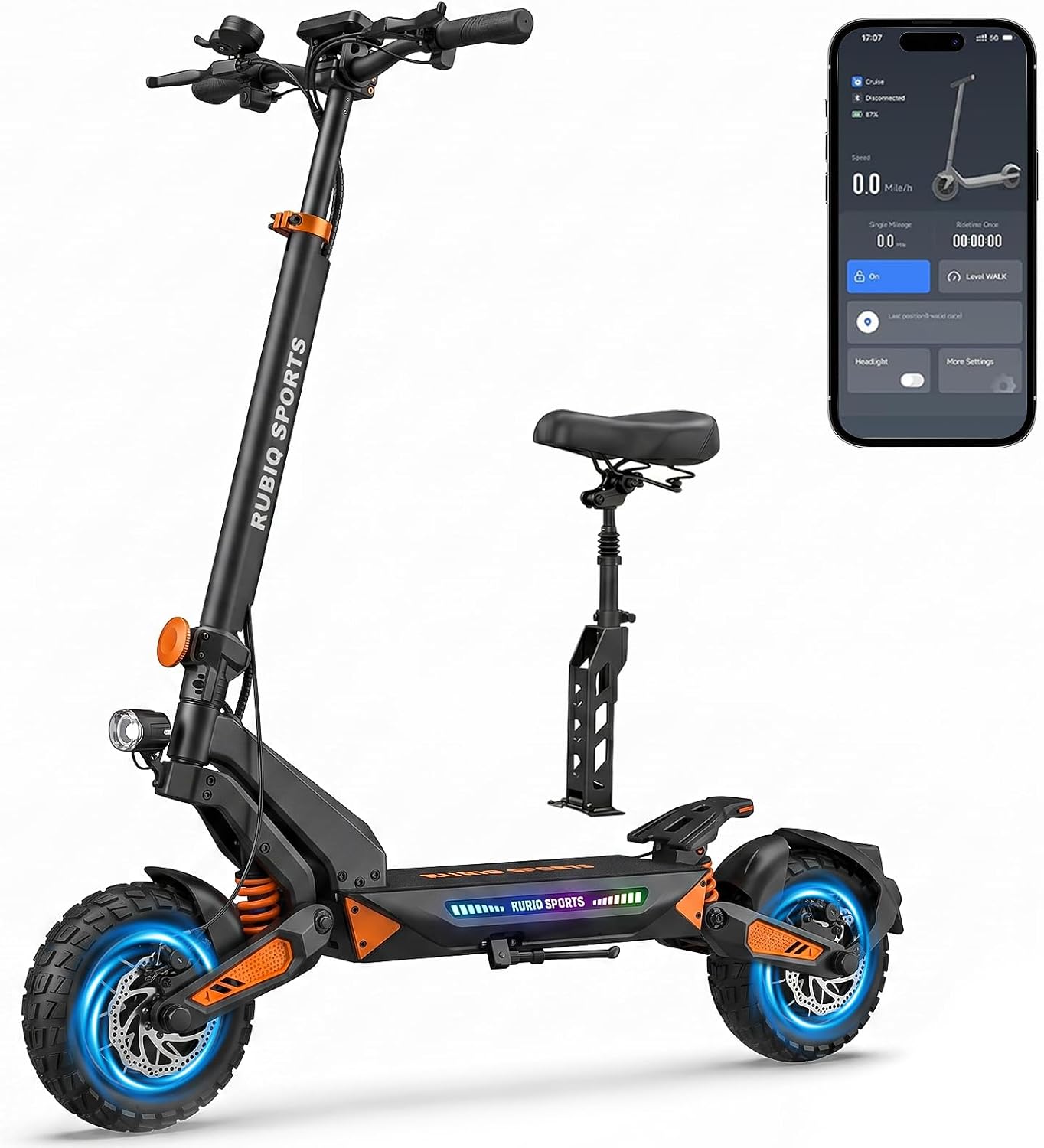 Electric Scooter Adults, 2400W/4800W Dual Motor, 40 Miles Range, 35/40 Mph Top Speed Fast Electric Scooter with Detachable Seat, 52V 22.5AH Battery, 11" Off-Road Tires E Scooter for Commuter Outdoor