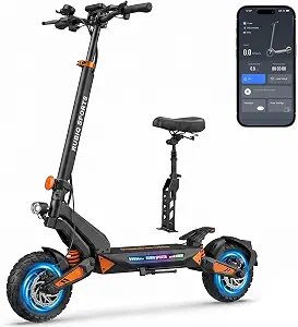 Electric Scooter Adults, 1500W/2400W/4800W Dual Motor, 40 Miles Range, 35/40 MPH Top Speed, Detachable Seat, 52V 22.5Ah Battery, 11" Off-Road Tires