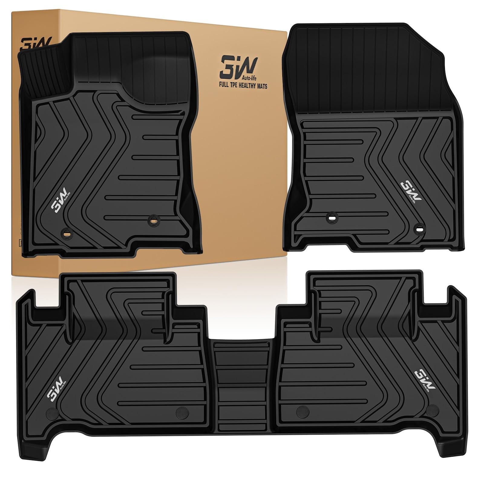 3W Floor Mats Compatible for Lexus NX 2015-2021 TPE All Weather Custom Fit Floor Liner for Lexus NX 200t / NX300 /NX300h, 1st&2nd Row Full Set Car Mats Black