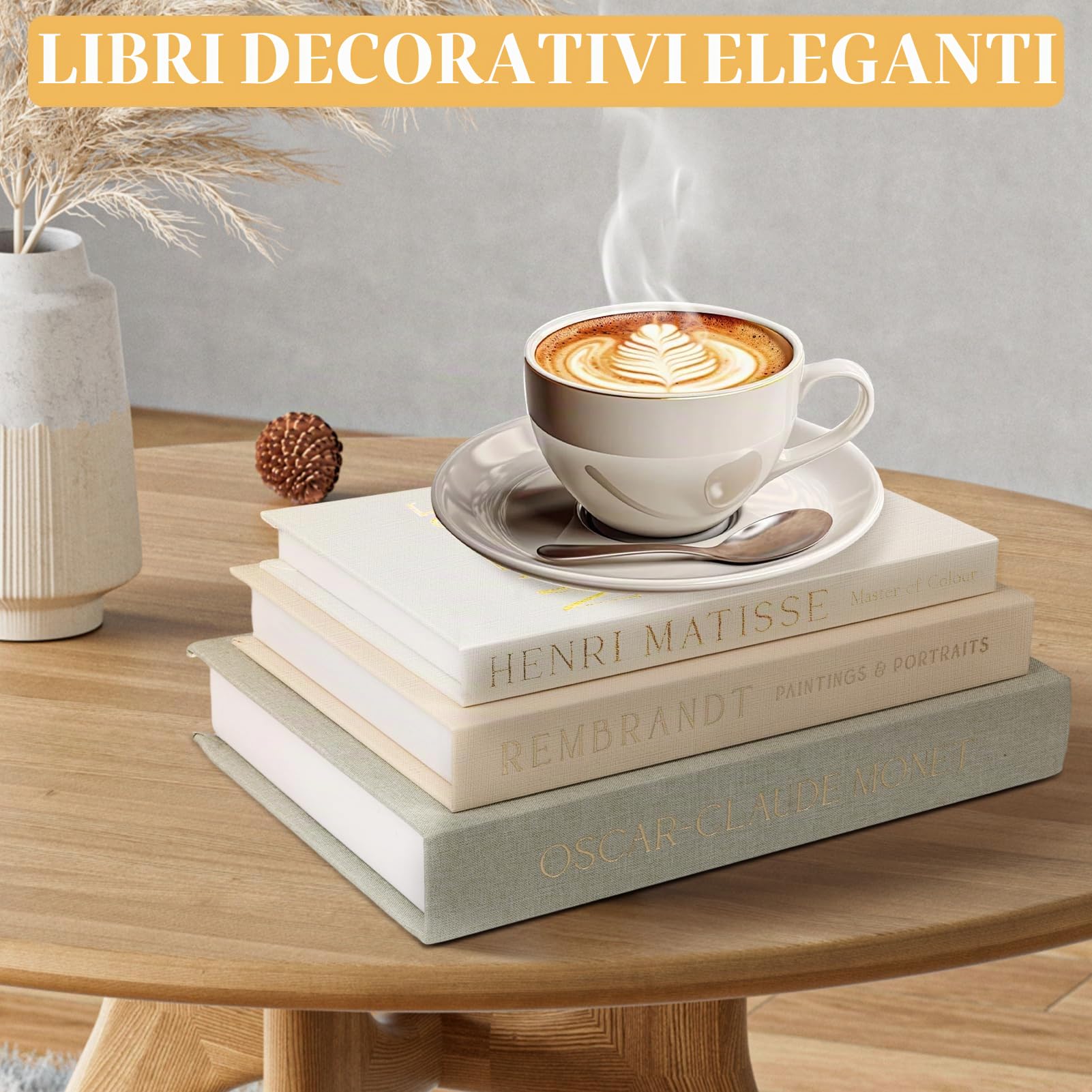 Tefola Set di 3 libri decorativi, set di libri falsi, scatola portaoggetti in lino finto per libreria, tavolini da caffè, decorazioni per la casa