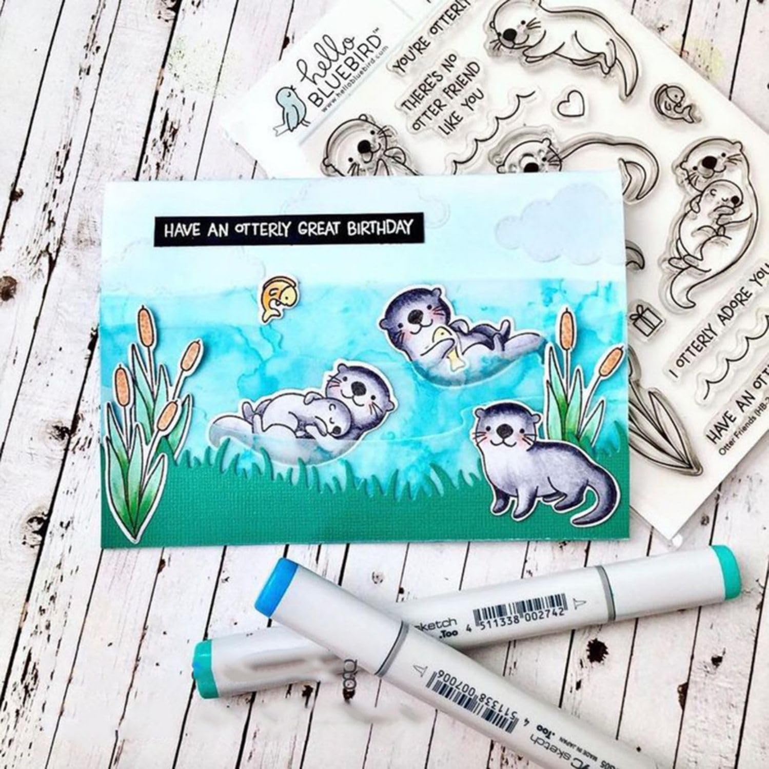 Otter Stamps and Dies Set for Card Making,Clear Stamps and Metal Cutting Dies Sets for Scrapbooking DIY Album Card Making Supplies