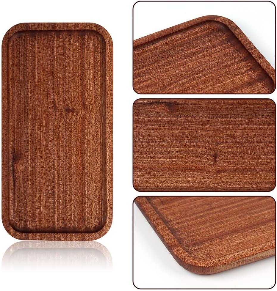 9.84in Wooden Vanity Tray, Bathroom Tray Countertop Organizer Tray for Candle Perfume Soap Dispenser Jewelry Keys - Image 2