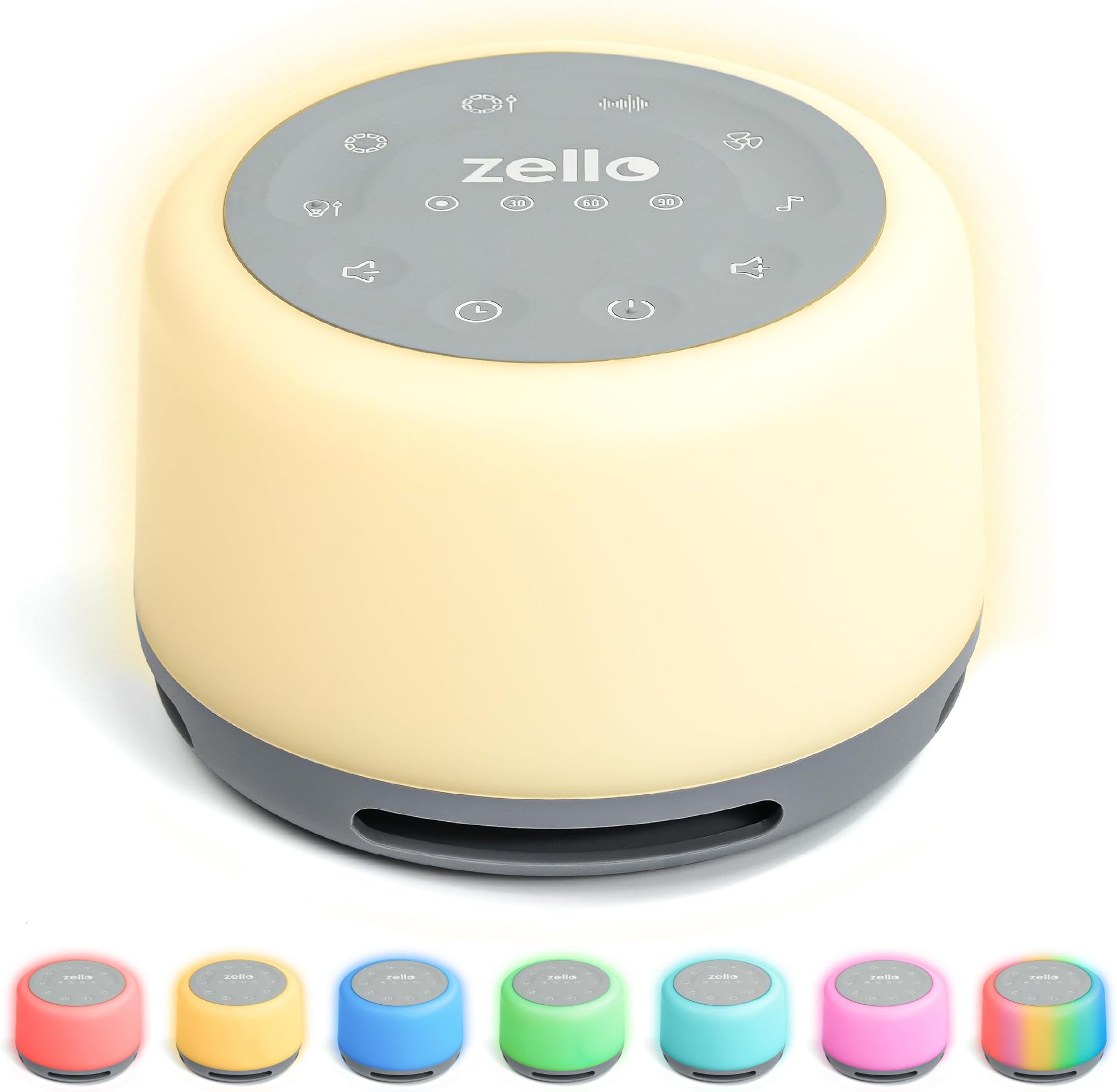Award Winning Zello Original White Noise Machine Baby White Noise Sound Machine for Adults Kids Baby 30 Soothing Sounds 7 Colour Night Light Memory Function Rechargeable Baby Sleep Aid