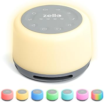 Zello | Original White Noise Machine for Babies & Adults | 30 Sounds | 7 Colour Night Light | Sleep Timer | USB Rechargeable | White Noise Machine Baby | Sleep Aid