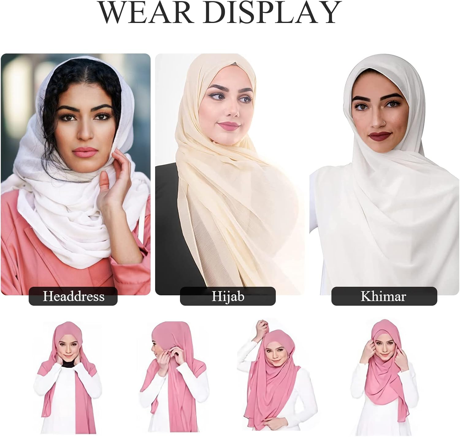 Chiffon Hijab Muslim Women Solid Color Jersey Hijab With Glitters Beads Soft Head Scarf Long Scarf Shawl Khimar - Image 5