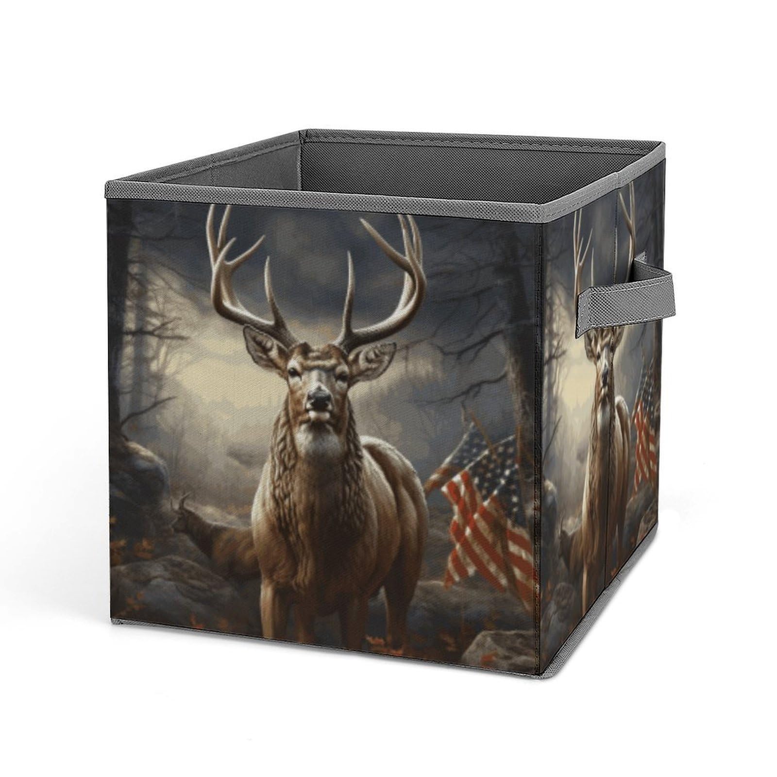 VstaDank Deer Hunting Season Storage Bin Collapsible Storage Cubes Organizer Oxford Cloth Storage Box with Dual Handles Large Stackable Closet Storage Bins for Sheets Hat Sweater