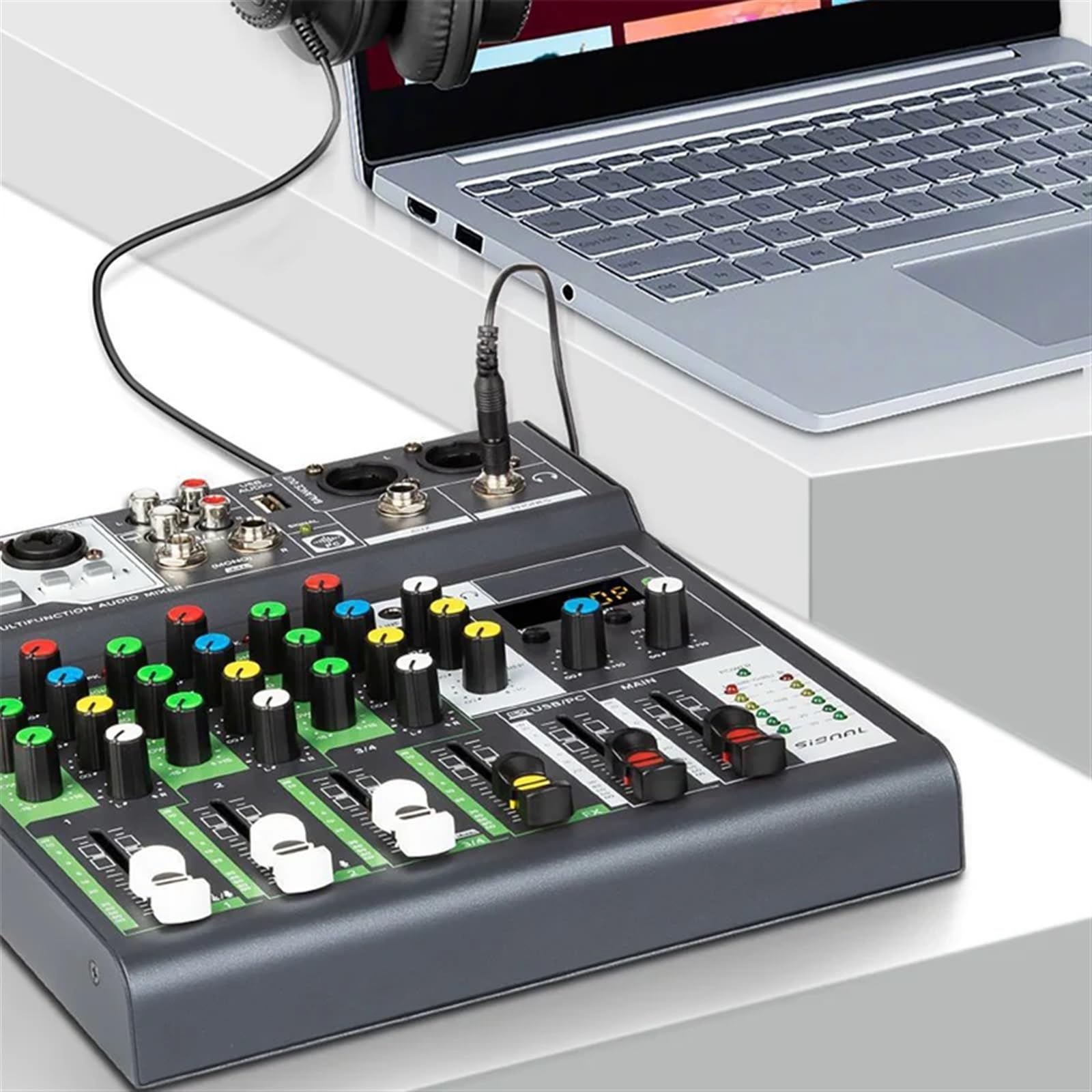 Mikser audio Profesjonalna konsola miksująca dźwięk USB komputer nagrywający 48V zasilanie Phantom opóźnienie powtórzenia efekt 4-kanałowy mikser audio USB