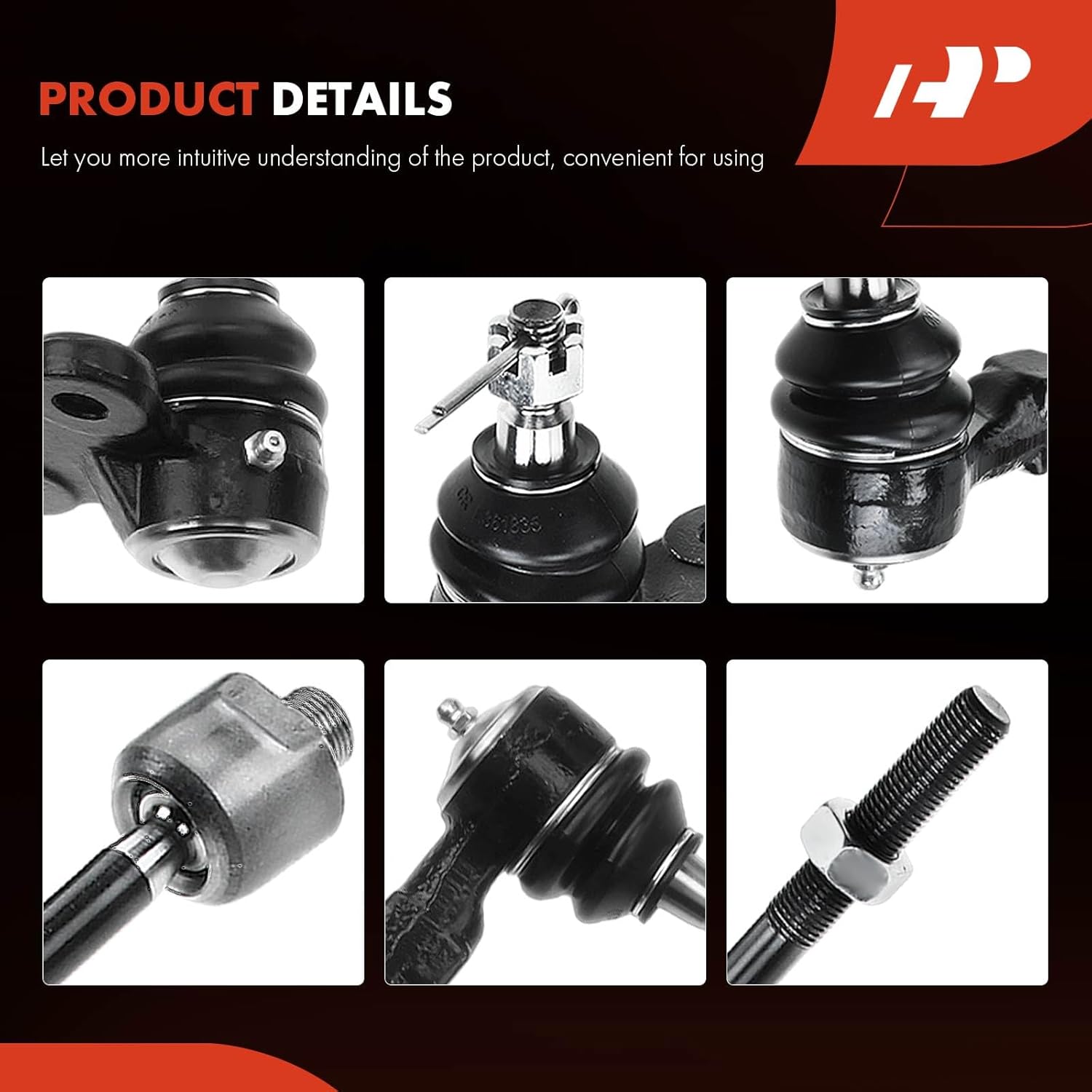 A-Premium Set of 6, Lower Ball Joint, Inner Outer Tie Rod End, Compatible with Cadillac DeVille 00-05, Seville 98-04, Buick LeSabre 00-05, Park Avenue 97-05, Riviera 97-99, Pontiac Bonneville 00-05