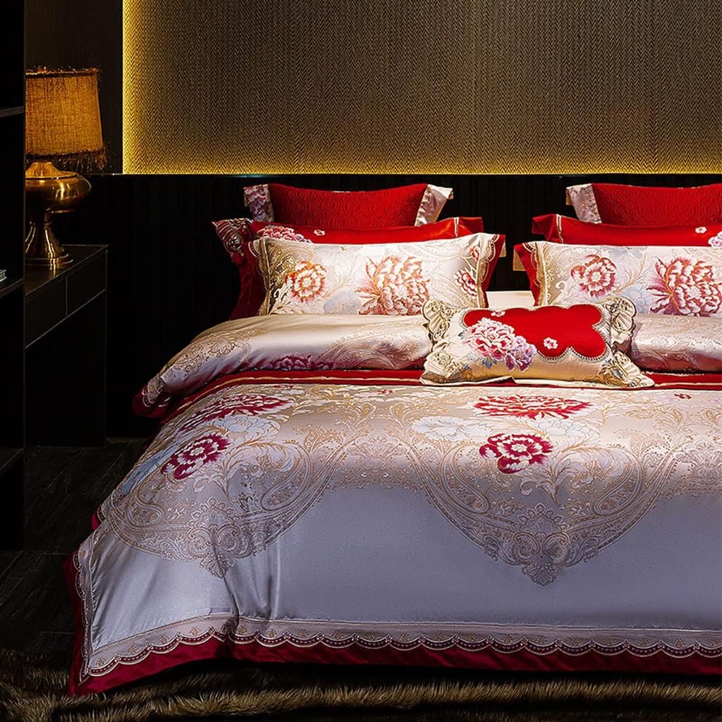 ジャカードウェディング Bedding セット4ピースサテン Bedding セット4ピース Bedding セット(Color: A, Size: 220 * 240cm) (A 200 * 23 0cm)